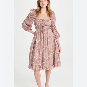 Ulla Johnson Midi Floral Puff Sleeve Dress
